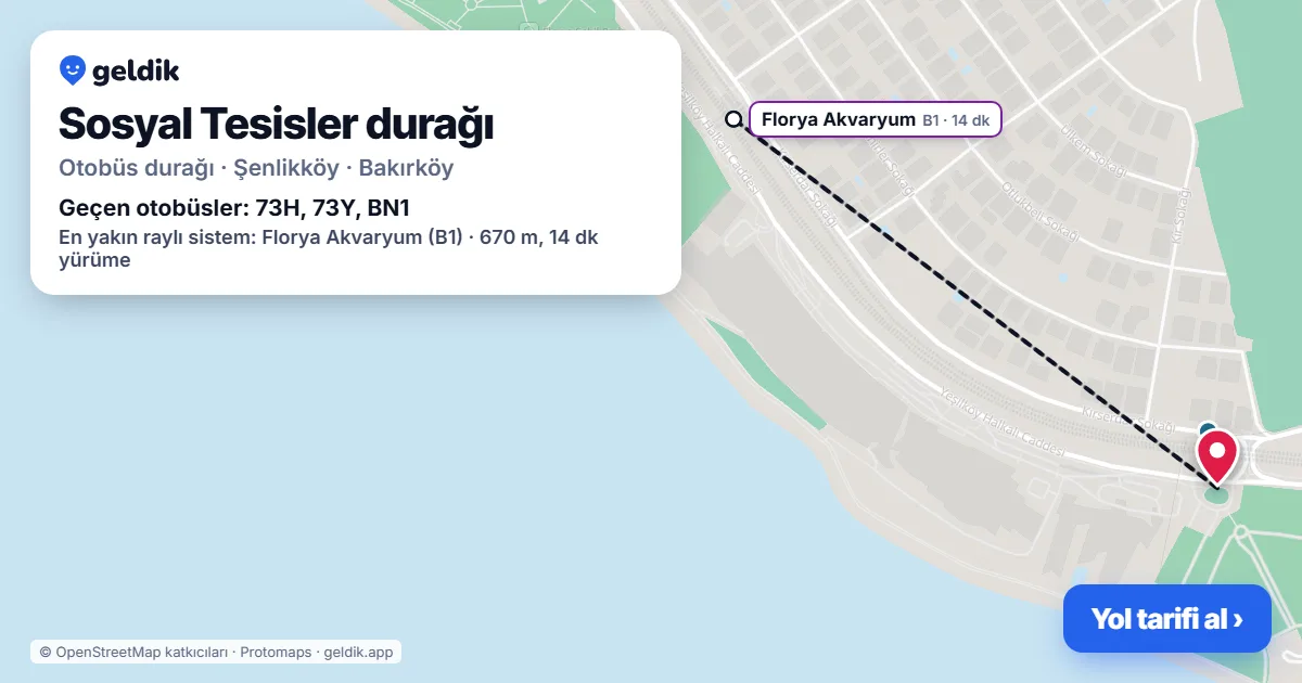 Sosyal Tesisler otobüs durağı haritada: konumu ve yakındaki duraklar