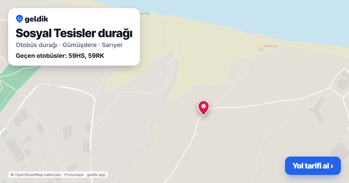 Sosyal Tesisler otobüs durağı haritada: konumu ve yakındaki duraklar
