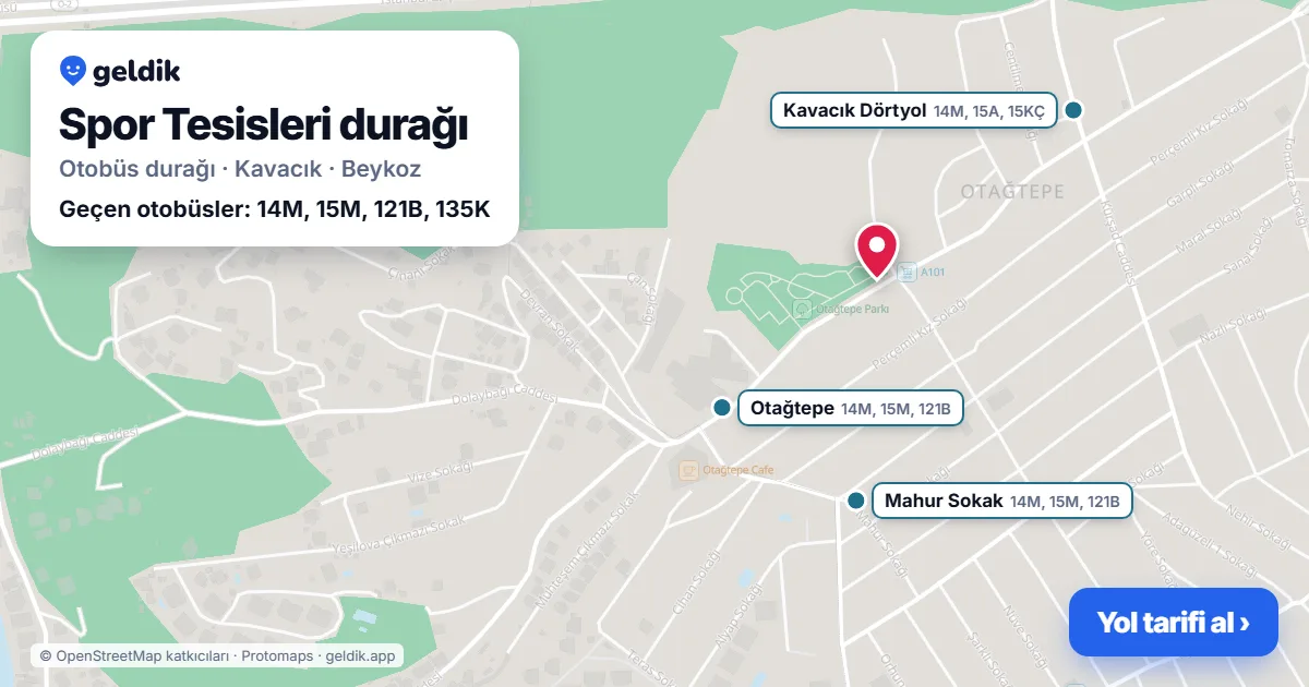 Spor Tesisleri otobüs durağı haritada: konumu ve yakındaki duraklar