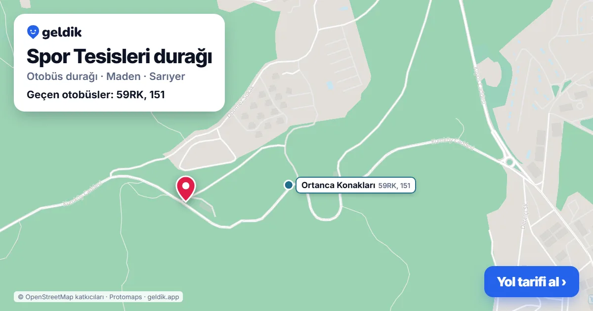 Spor Tesisleri otobüs durağı haritada: konumu ve yakındaki duraklar