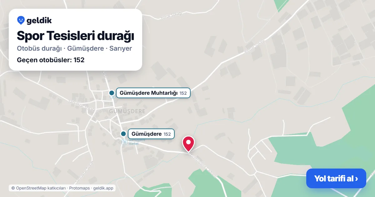 Spor Tesisleri otobüs durağı haritada: konumu ve yakındaki duraklar