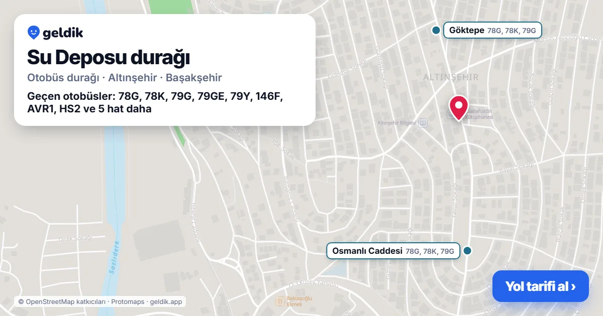 Su Deposu otobüs durağı haritada: konumu ve yakındaki duraklar