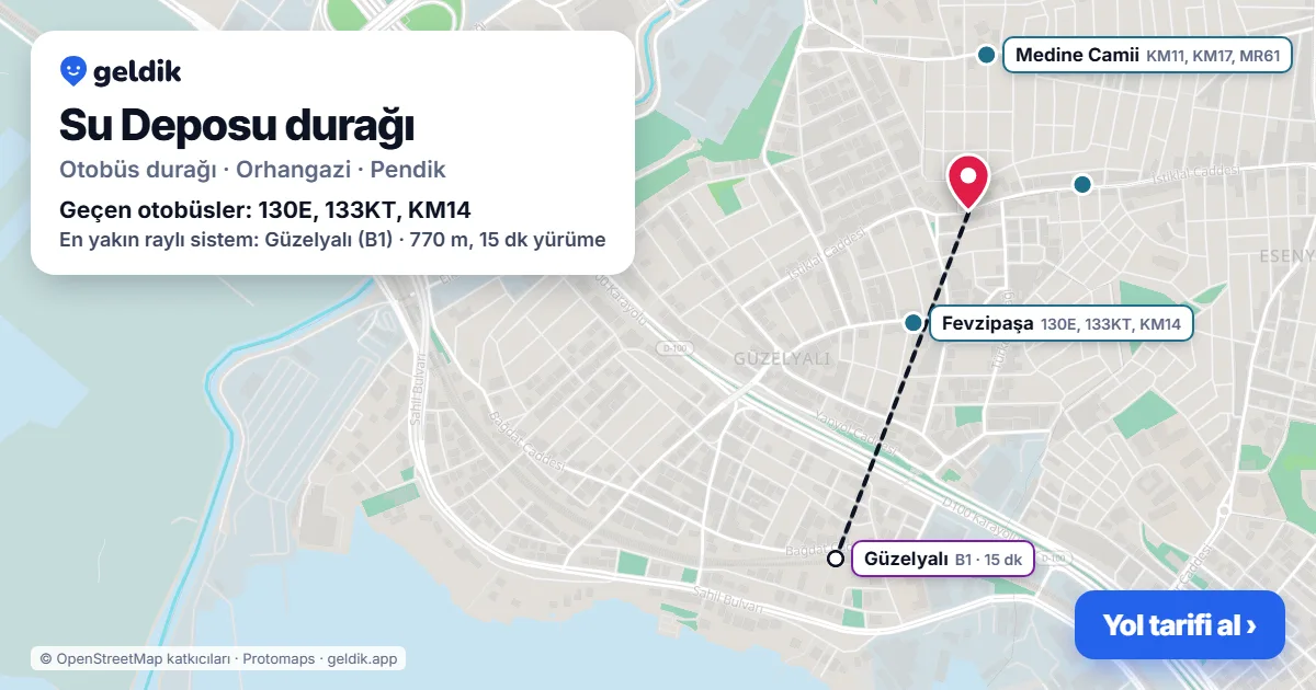 Su Deposu otobüs durağı haritada: konumu ve yakındaki duraklar