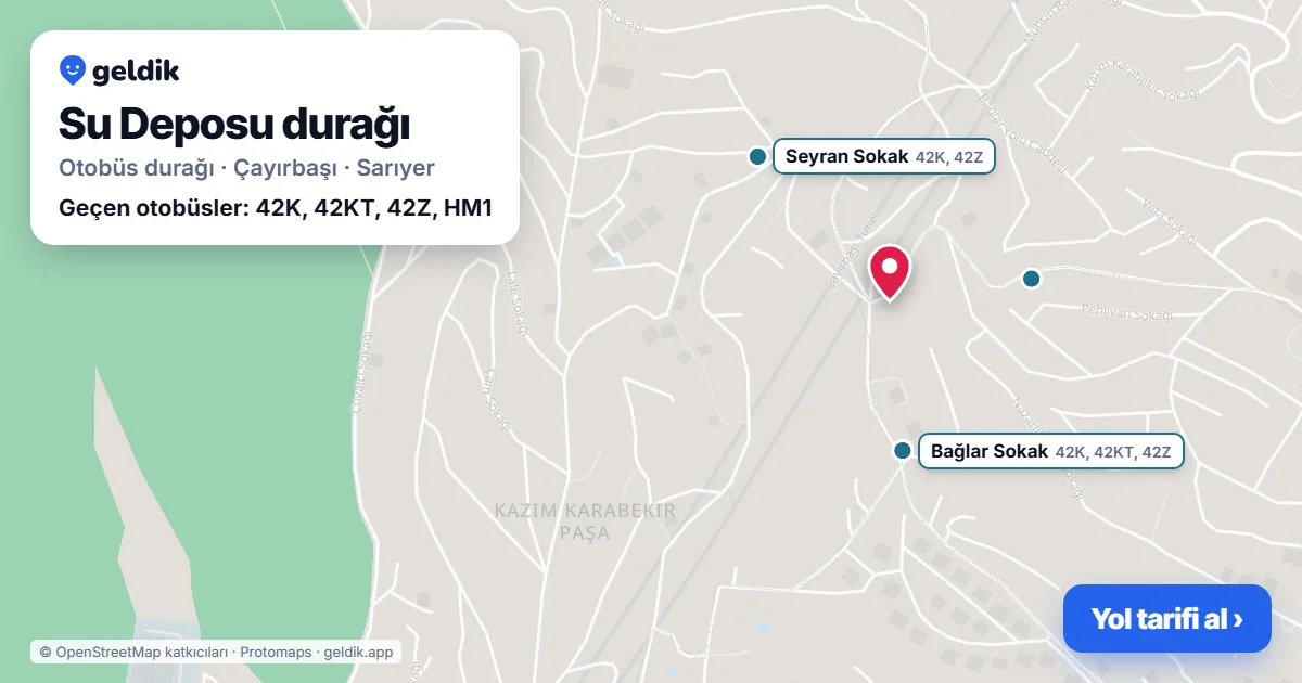 Su Deposu otobüs durağı haritada: konumu ve yakındaki duraklar