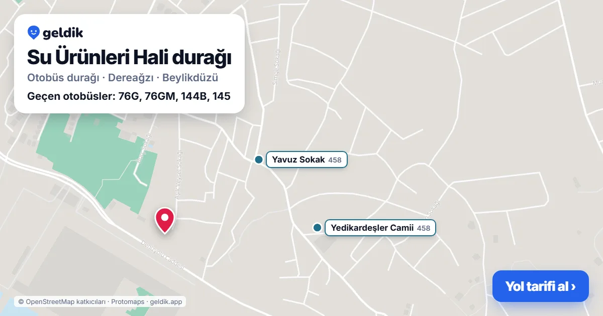 Su Ürünleri Hali otobüs durağı haritada: konumu ve yakındaki duraklar