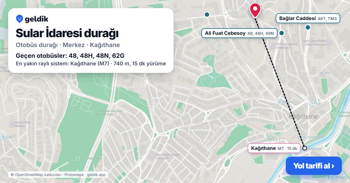 Sular İdaresi otobüs durağı haritada: konumu ve yakındaki duraklar
