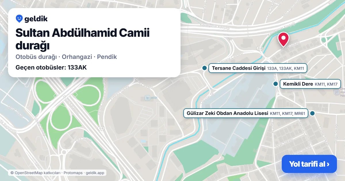Sultan Abdülhamid Camii otobüs durağı haritada: konumu ve yakındaki duraklar