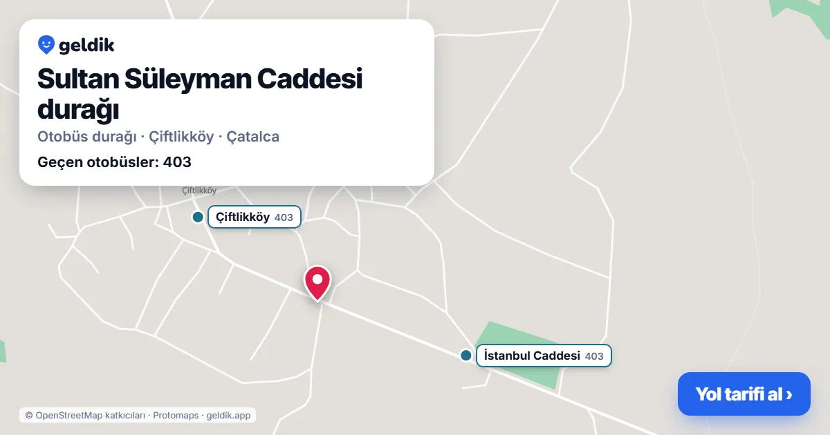 Sultan Süleyman Caddesi otobüs durağı haritada: konumu ve yakındaki duraklar