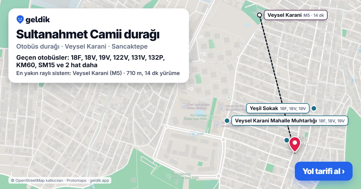 Sultanahmet Camii otobüs durağı haritada: konumu ve yakındaki duraklar