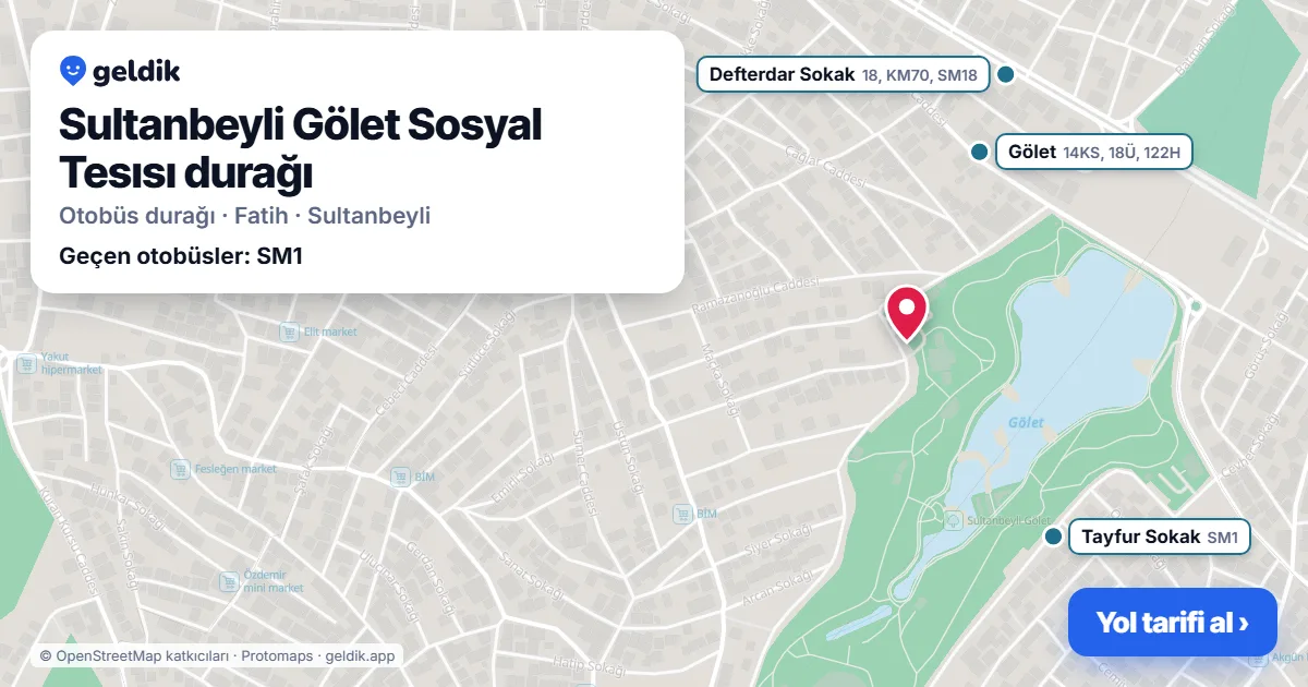 Sultanbeyli Gölet Sosyal Tesısı otobüs durağı haritada: konumu ve yakındaki duraklar