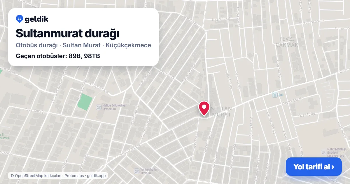 Sultanmurat otobüs durağı haritada: konumu ve yakındaki duraklar
