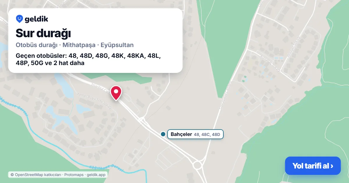 Sur otobüs durağı haritada: konumu ve yakındaki duraklar