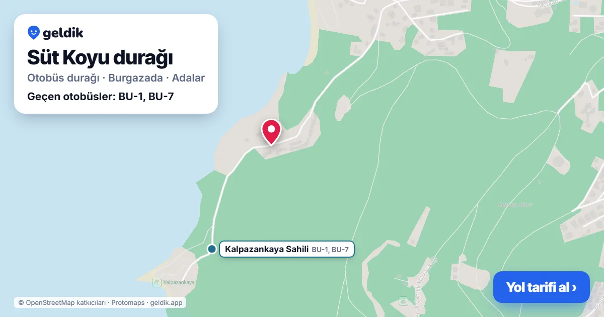Süt Koyu otobüs durağı haritada: konumu ve yakındaki duraklar