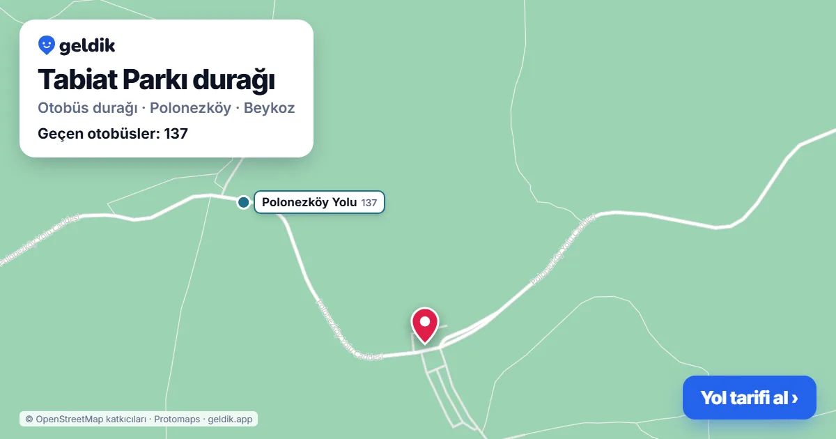Tabiat Parkı otobüs durağı haritada: konumu ve yakındaki duraklar