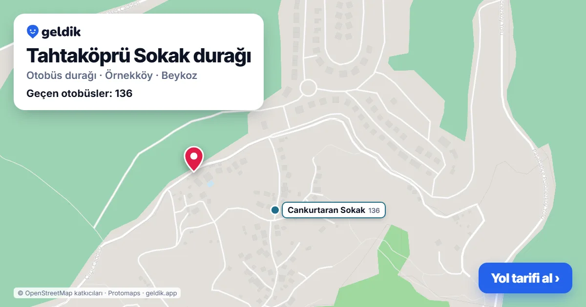 Tahtaköprü Sokak otobüs durağı haritada: konumu ve yakındaki duraklar