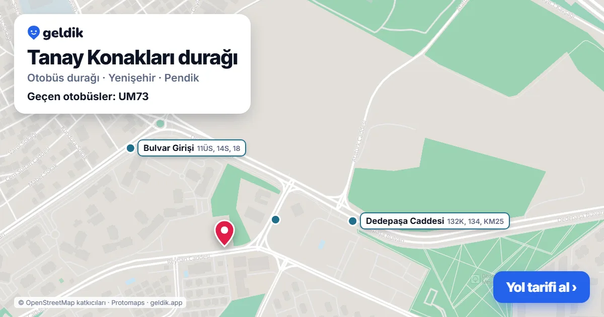 Tanay Konakları otobüs durağı haritada: konumu ve yakındaki duraklar