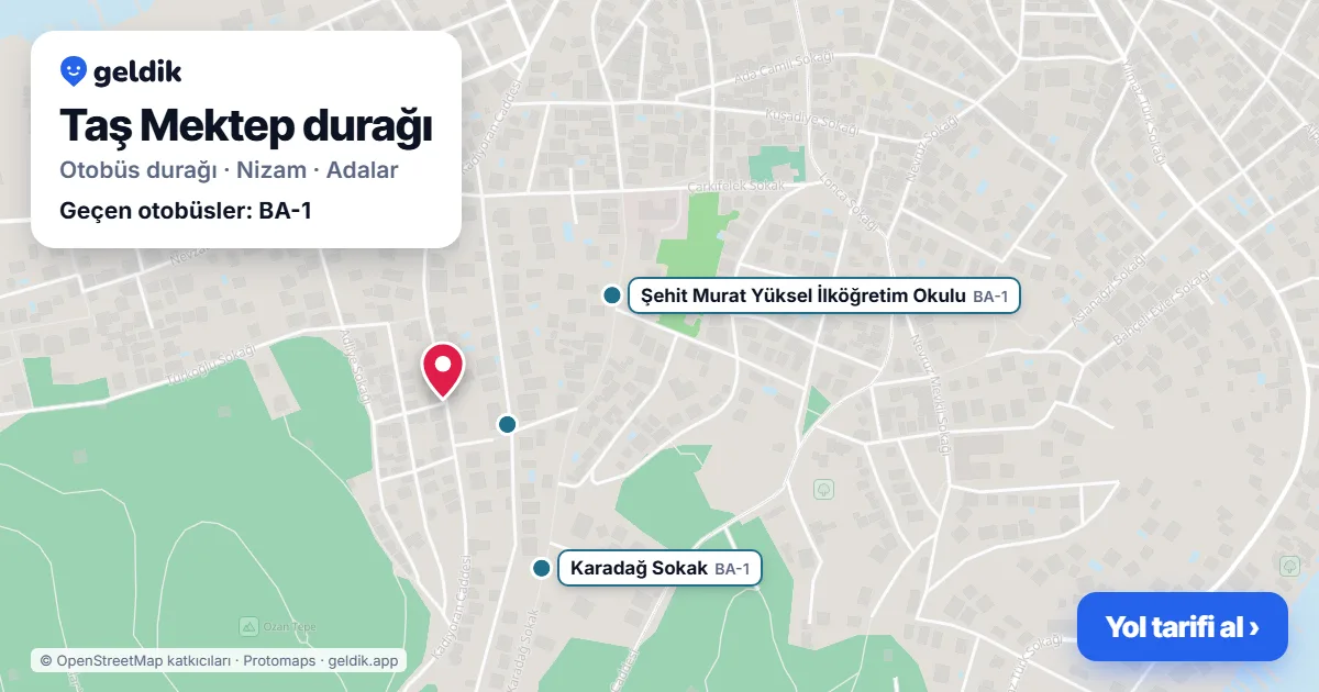 Taş Mektep otobüs durağı haritada: konumu ve yakındaki duraklar