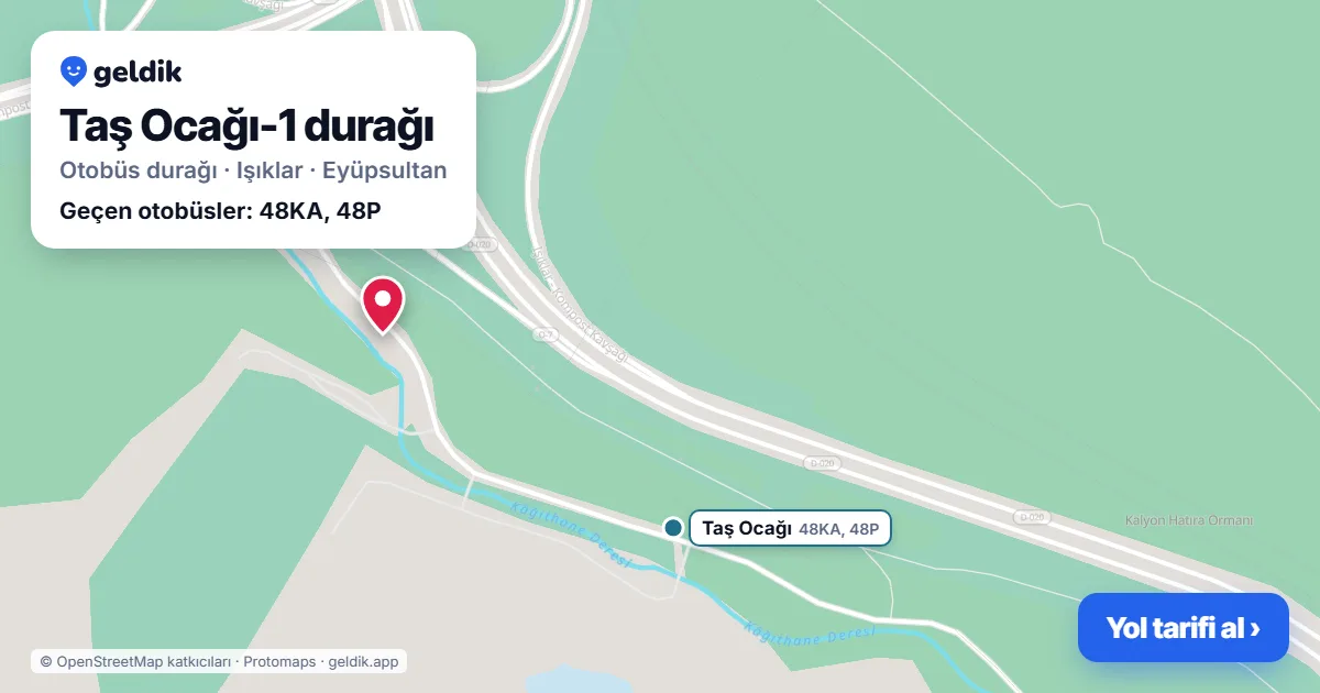 Taş Ocağı-1 otobüs durağı haritada: konumu ve yakındaki duraklar