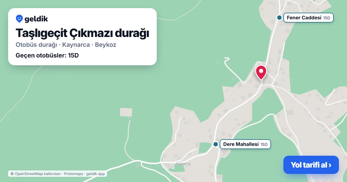 Taşlıgeçit Çıkmazı otobüs durağı haritada: konumu ve yakındaki duraklar