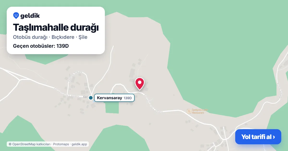 Taşlımahalle otobüs durağı haritada: konumu ve yakındaki duraklar