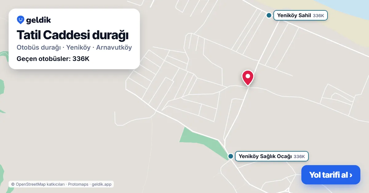 Tatil Caddesi otobüs durağı haritada: konumu ve yakındaki duraklar