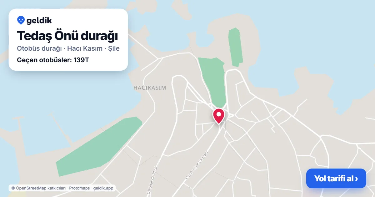 Tedaş Önü otobüs durağı haritada: konumu ve yakındaki duraklar