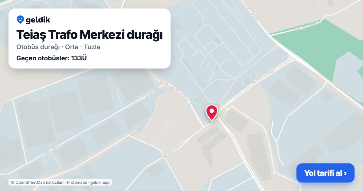 Teiaş Trafo Merkezi otobüs durağı haritada: konumu ve yakındaki duraklar
