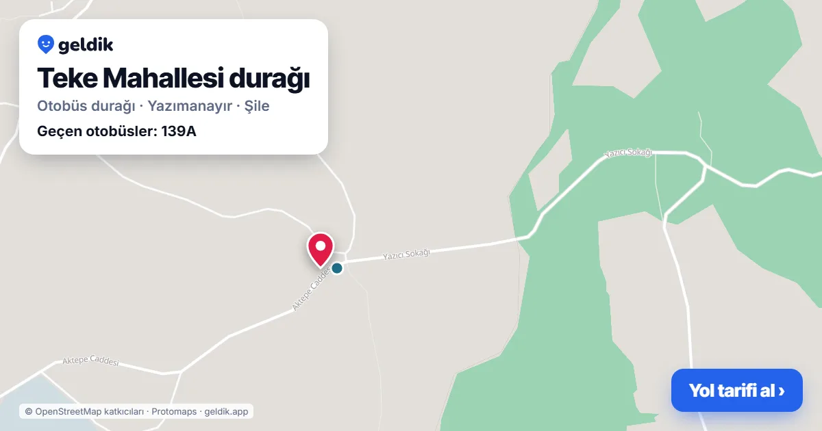Teke Mahallesi otobüs durağı haritada: konumu ve yakındaki duraklar