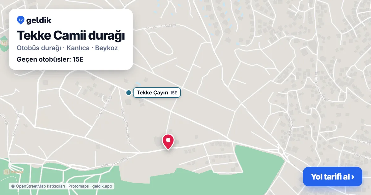 Tekke Camii otobüs durağı haritada: konumu ve yakındaki duraklar