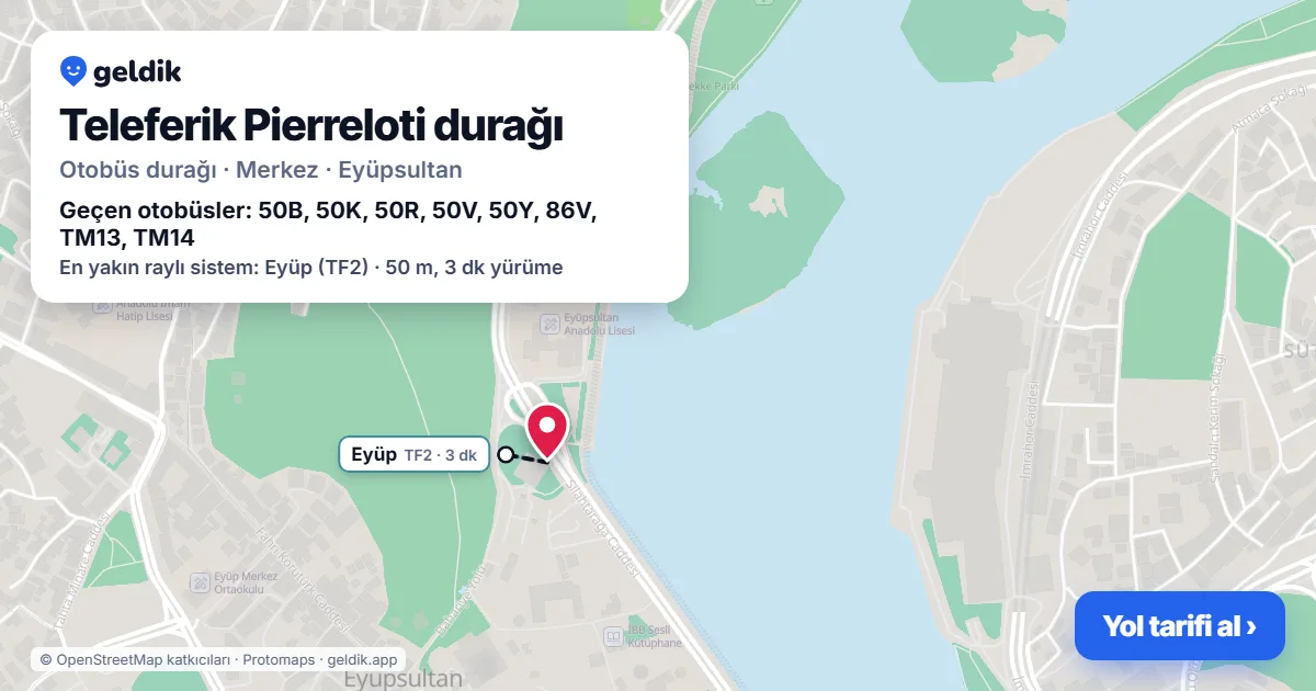Teleferik Pierreloti otobüs durağı haritada: konumu ve yakındaki duraklar