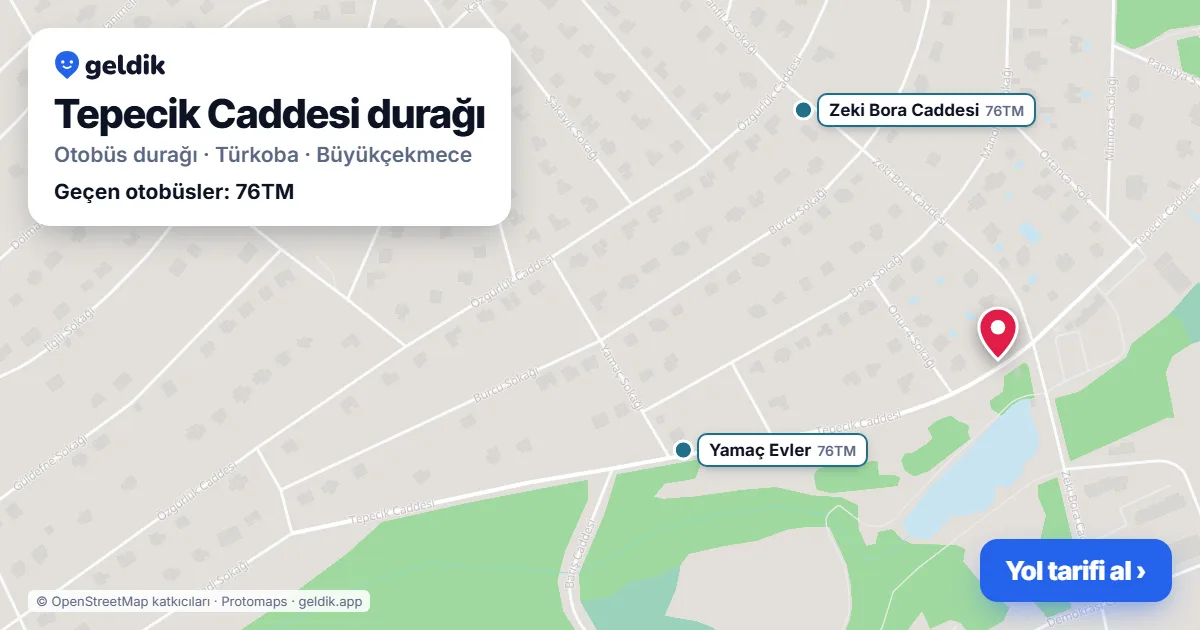 Tepecik Caddesi otobüs durağı haritada: konumu ve yakındaki duraklar