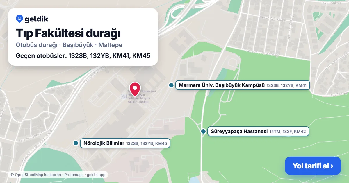 Tıp Fakültesi otobüs durağı haritada: konumu ve yakındaki duraklar