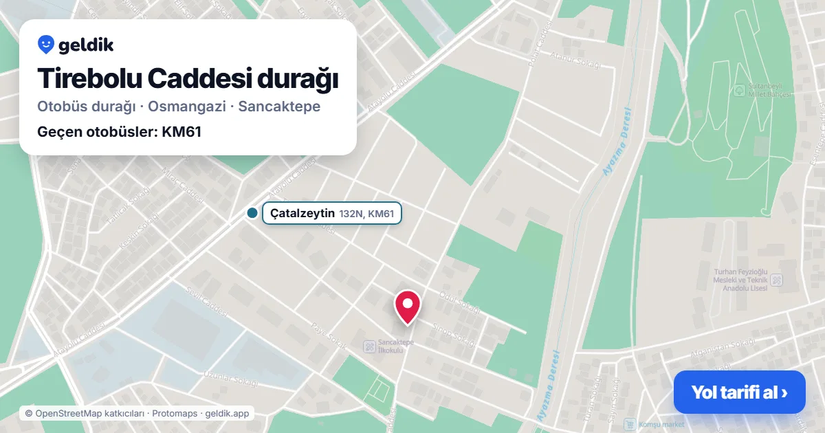 Tirebolu Caddesi otobüs durağı haritada: konumu ve yakındaki duraklar