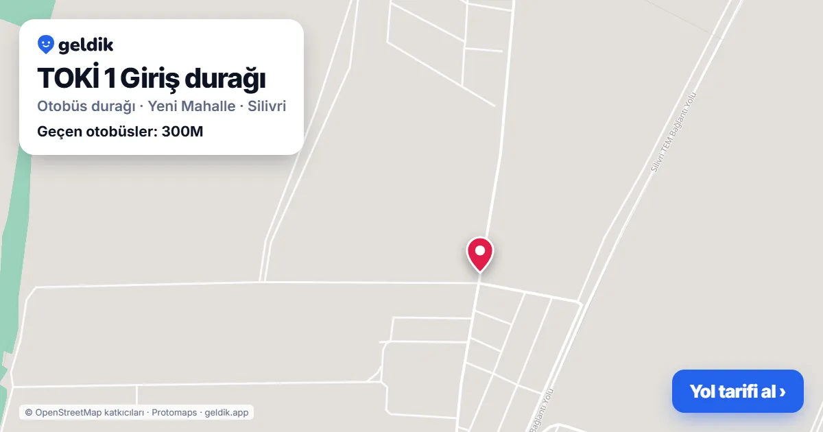 TOKİ 1 Giriş otobüs durağı haritada: konumu ve yakındaki duraklar