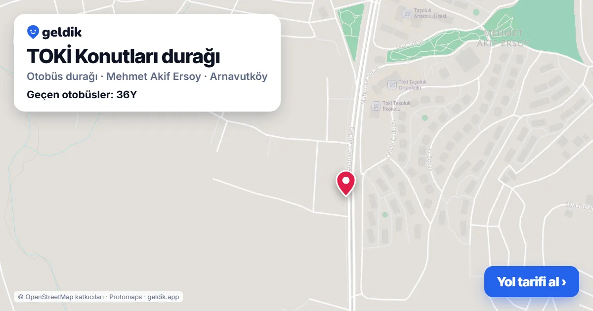 TOKİ Konutları otobüs durağı haritada: konumu ve yakındaki duraklar