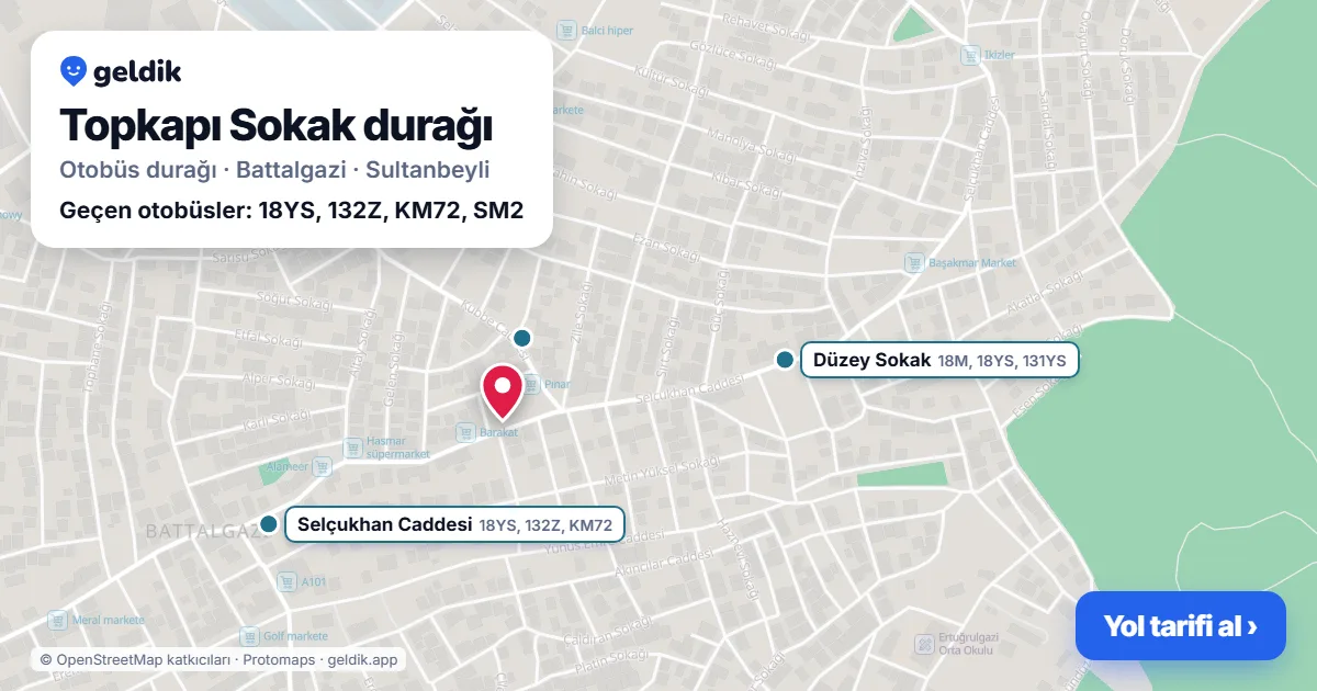 Topkapı Sokak otobüs durağı haritada: konumu ve yakındaki duraklar