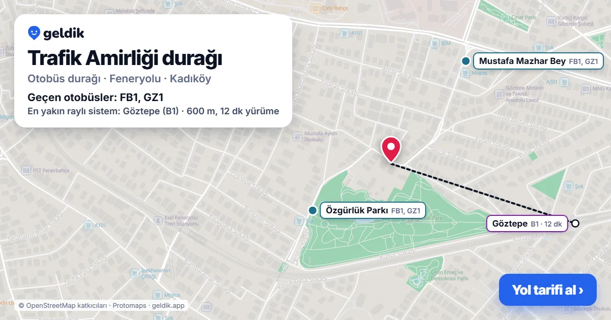 Trafik Amirliği otobüs durağı haritada: konumu ve yakındaki duraklar