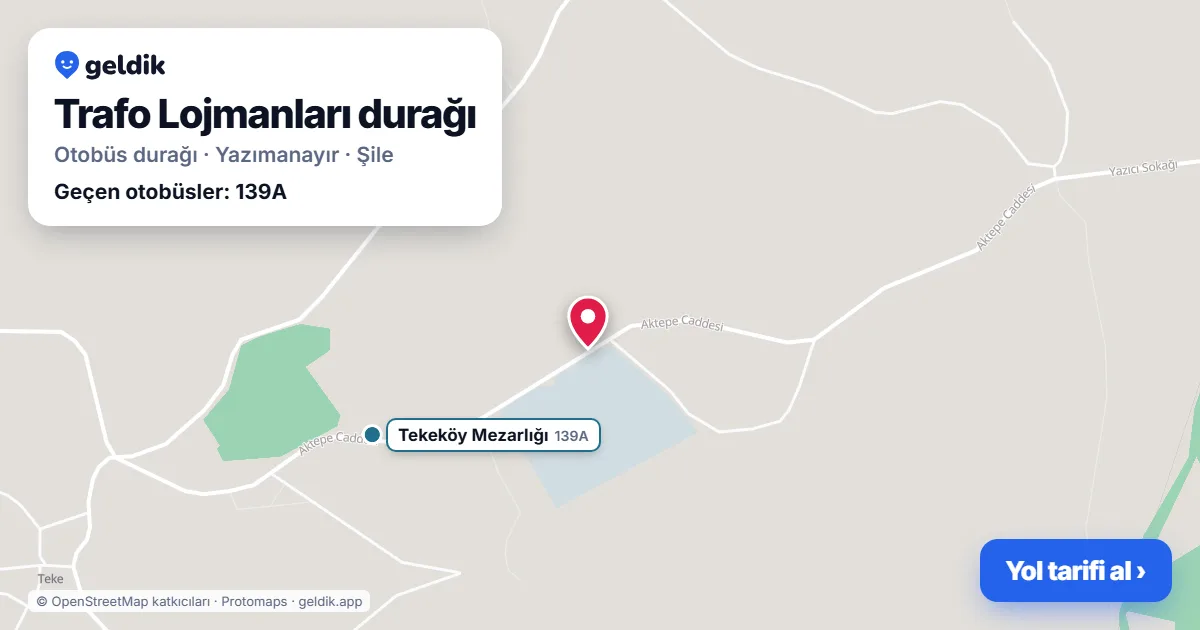 Trafo Lojmanları otobüs durağı haritada: konumu ve yakındaki duraklar