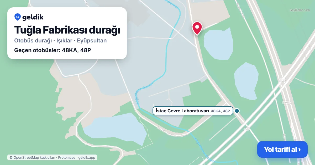 Tuğla Fabrikası otobüs durağı haritada: konumu ve yakındaki duraklar