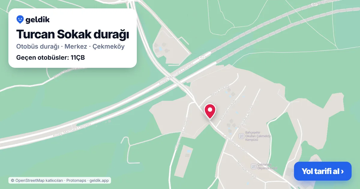 Turcan Sokak otobüs durağı haritada: konumu ve yakındaki duraklar