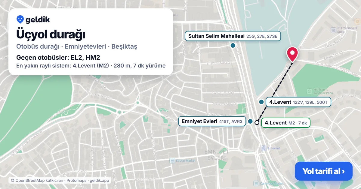 Üçyol otobüs durağı haritada: konumu ve yakındaki duraklar