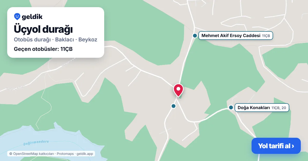Üçyol otobüs durağı haritada: konumu ve yakındaki duraklar