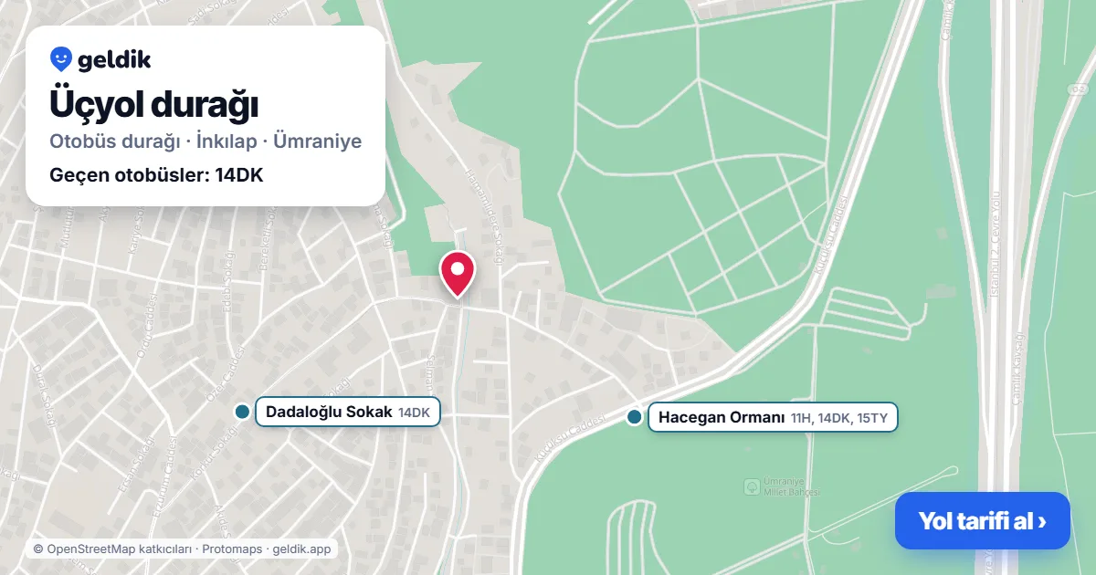 Üçyol otobüs durağı haritada: konumu ve yakındaki duraklar