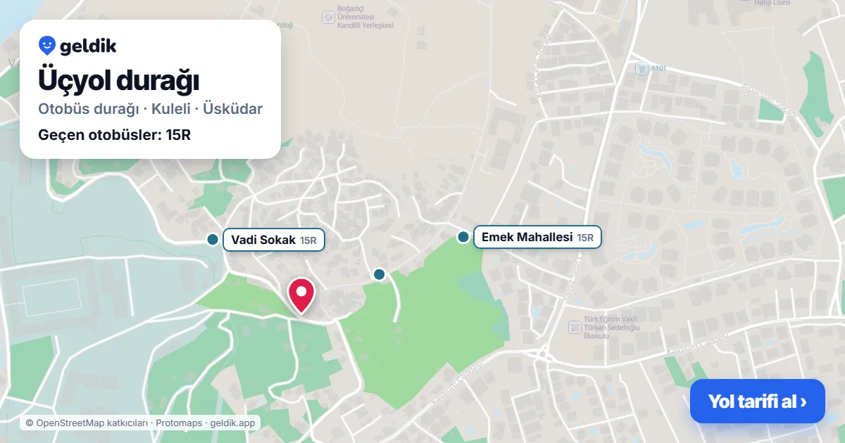 Üçyol otobüs durağı haritada: konumu ve yakındaki duraklar