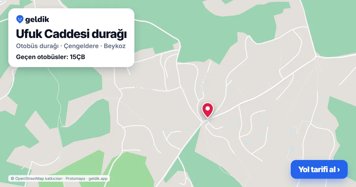Ufuk Caddesi otobüs durağı haritada: konumu ve yakındaki duraklar