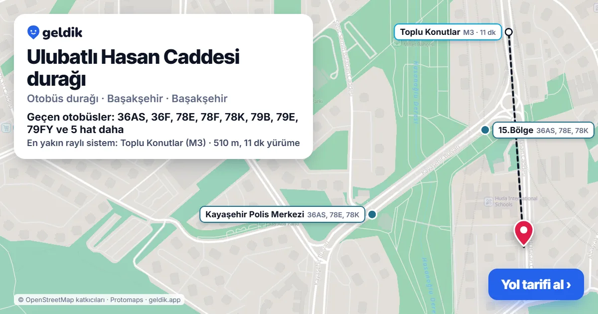 Ulubatlı Hasan Caddesi otobüs durağı haritada: konumu ve yakındaki duraklar