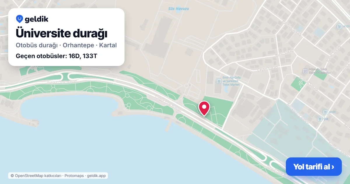 Üniversite otobüs durağı haritada: konumu ve yakındaki duraklar