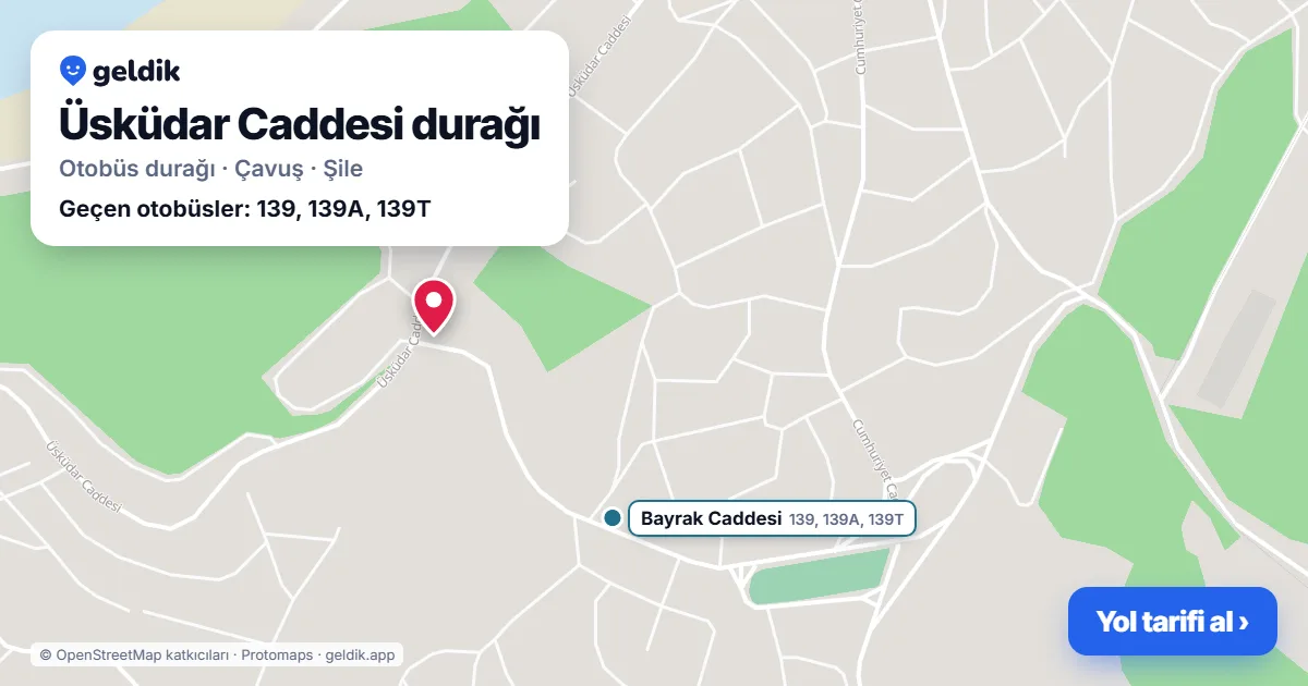 Üsküdar Caddesi otobüs durağı haritada: konumu ve yakındaki duraklar