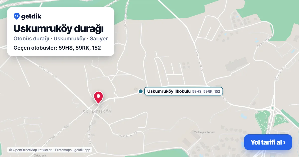 Uskumruköy otobüs durağı haritada: konumu ve yakındaki duraklar