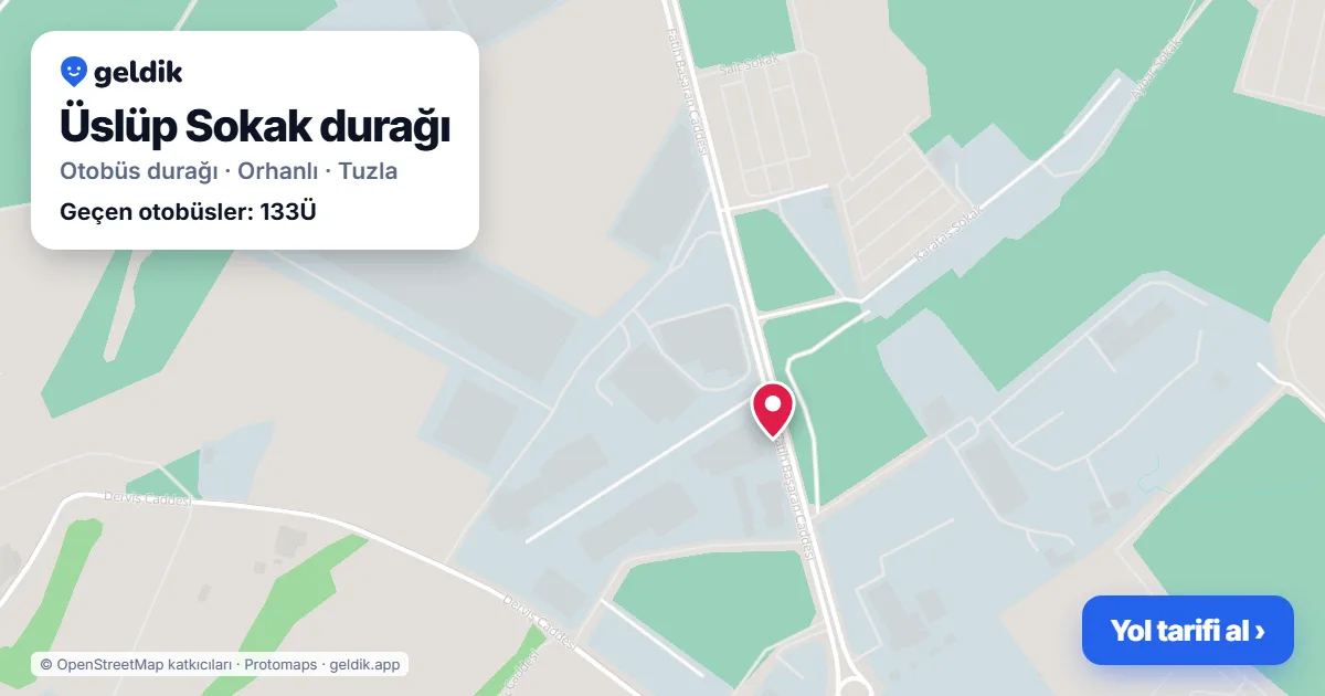 Üslüp Sokak otobüs durağı haritada: konumu ve yakındaki duraklar